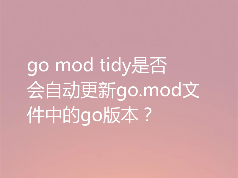 go mod tidy是否会自动更新go.mod文件中的go版本?