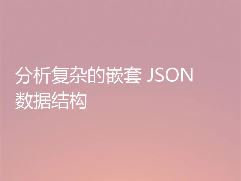 分析复杂的嵌套 JSON 数据结构
