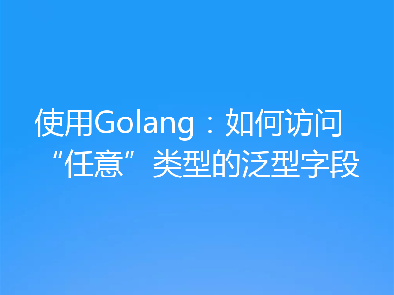 使用Golang:如何访问“任意”类型的泛型字段