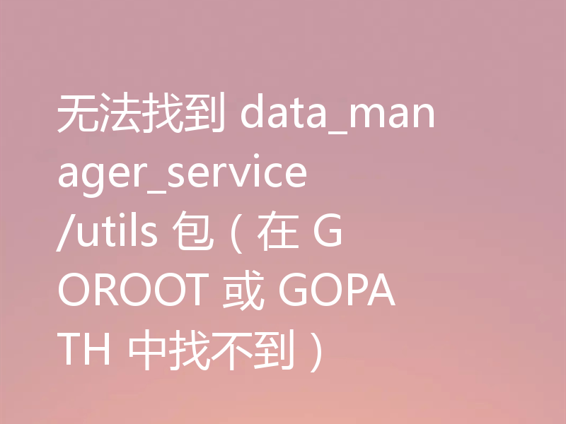 无法找到 data_manager_service/utils 包(在 GOROOT 或 GOPATH 中找不到)