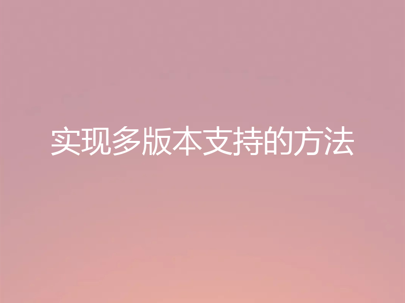 实现多版本支持的方法