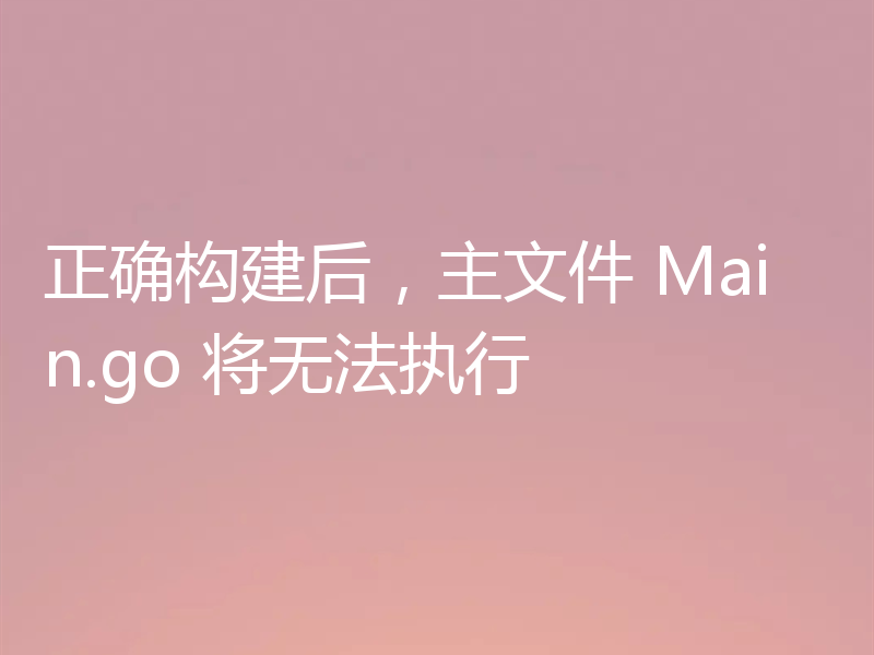 正确构建后,主文件 Main.go 将无法执行