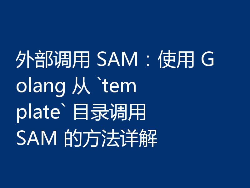 外部调用 SAM:使用 Golang 从 `template` 目录调用 SAM 的方法详解