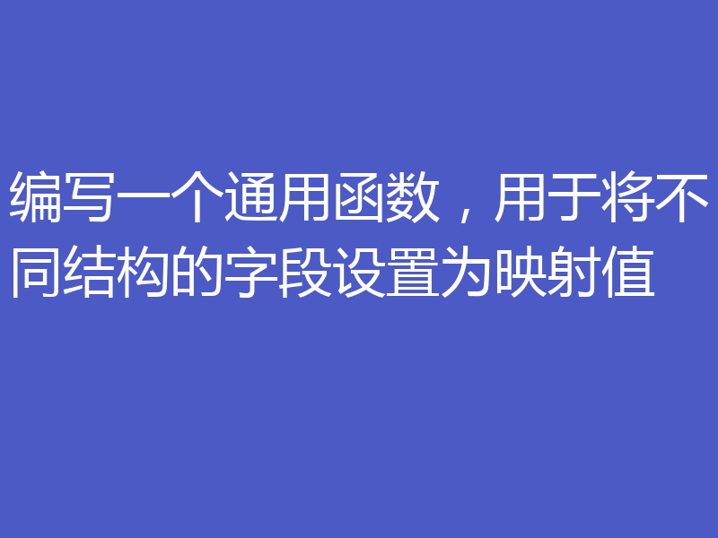 编写一个通用函数,用于将不同结构的字段设置为映射值
