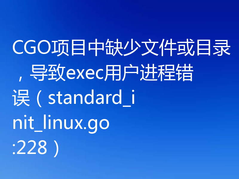 CGO项目中缺少文件或目录,导致exec用户进程错误(standard_init_linux.go:228)