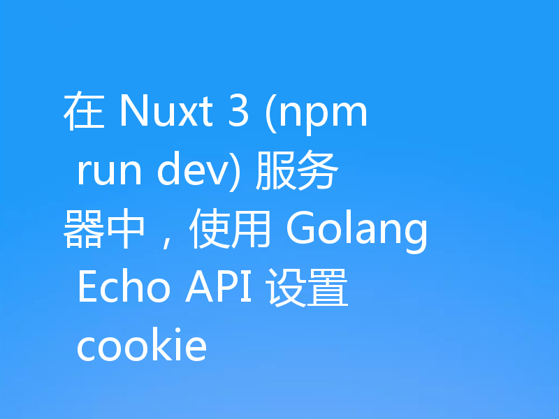 在 Nuxt 3 (npm run dev) 服务器中,使用 Golang Echo API 设置 cookie