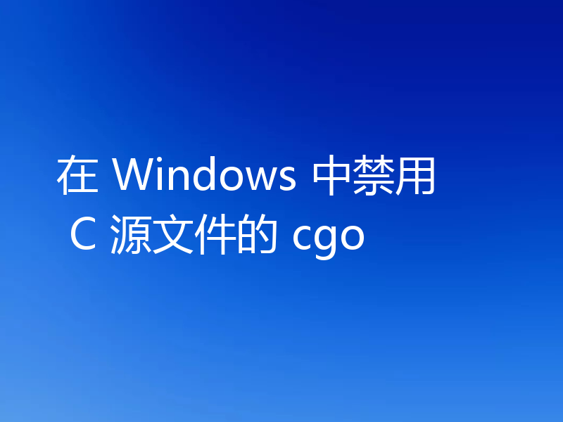 在 Windows 中禁用 C 源文件的 cgo