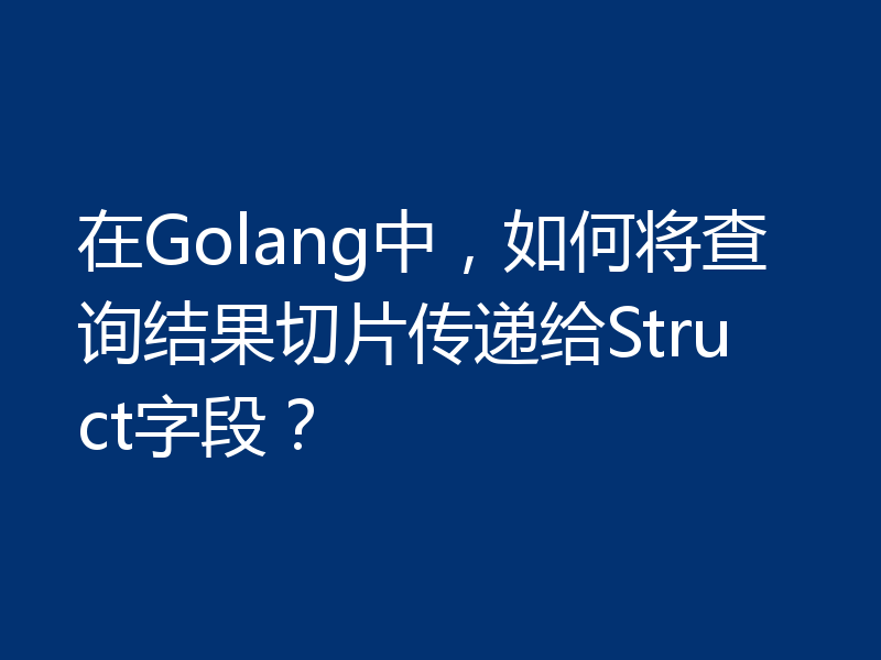 在Golang中,如何将查询结果切片传递给Struct字段?