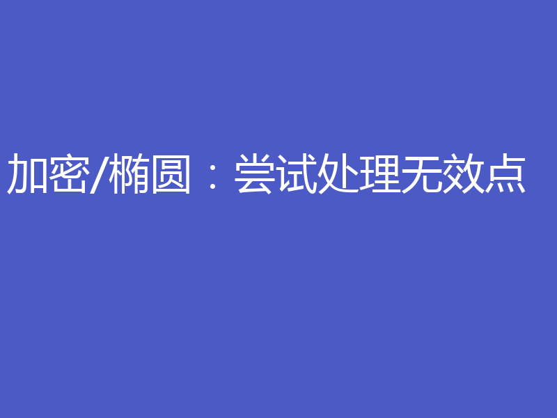 加密/椭圆:尝试处理无效点