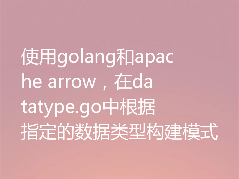 使用golang和apache arrow,在datatype.go中根据指定的数据类型构建模式