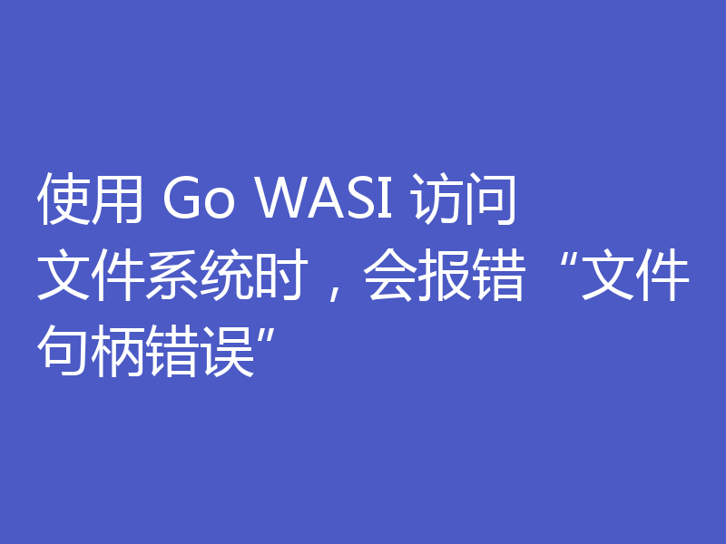 使用 Go WASI 访问文件系统时,会报错“文件句柄错误”