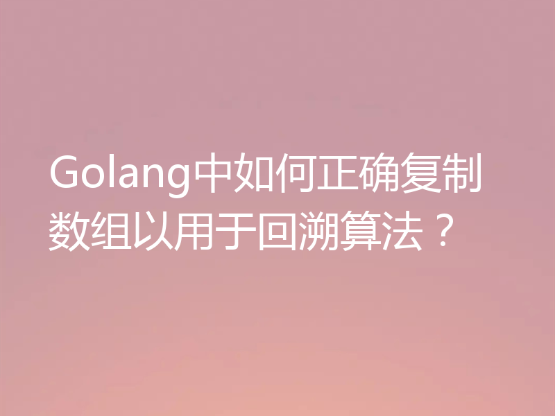 Golang中如何正确复制数组以用于回溯算法?
