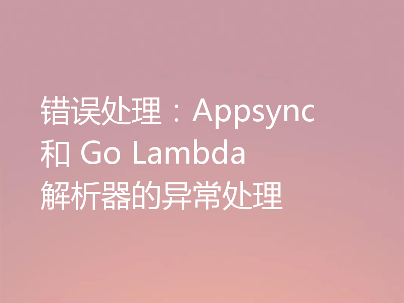错误处理:Appsync 和 Go Lambda 解析器的异常处理
