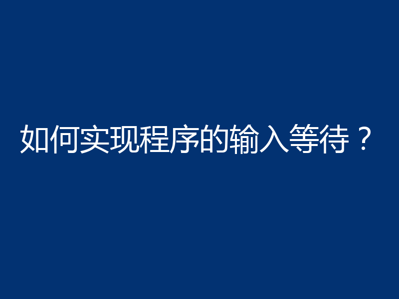如何实现程序的输入等待?