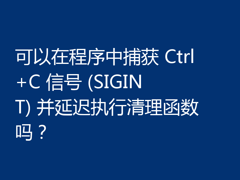 可以在程序中捕获 Ctrl+C 信号 (SIGINT) 并延迟执行清理函数吗?