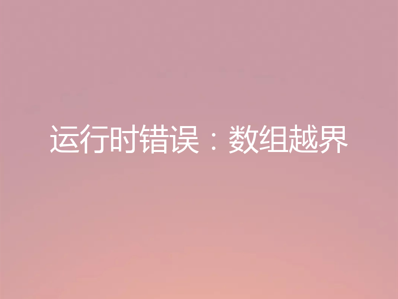 运行时错误:数组越界