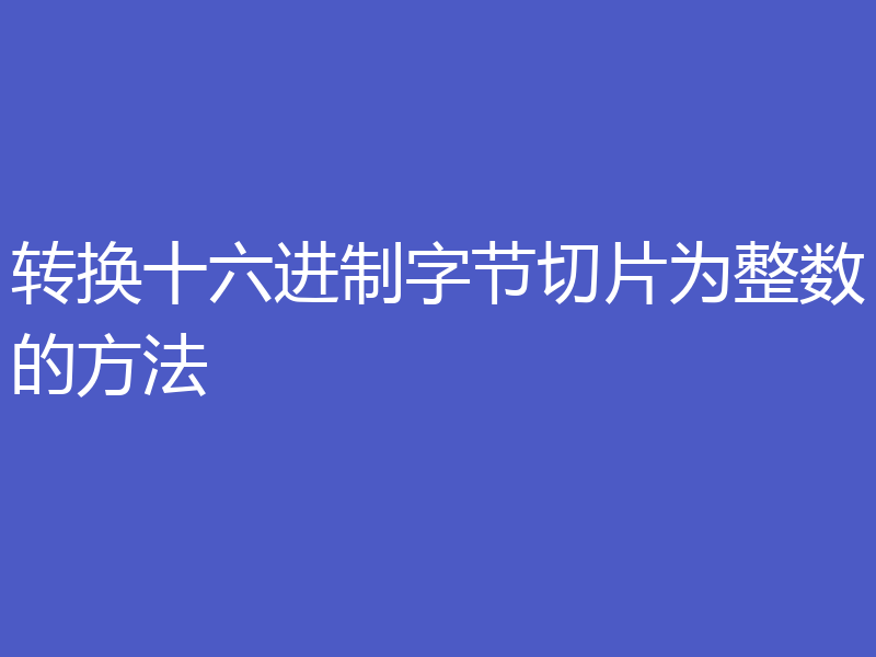 转换十六进制字节切片为整数的方法