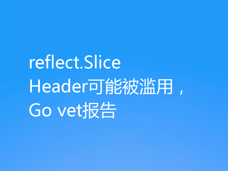 reflect.SliceHeader可能被滥用,Go vet报告
