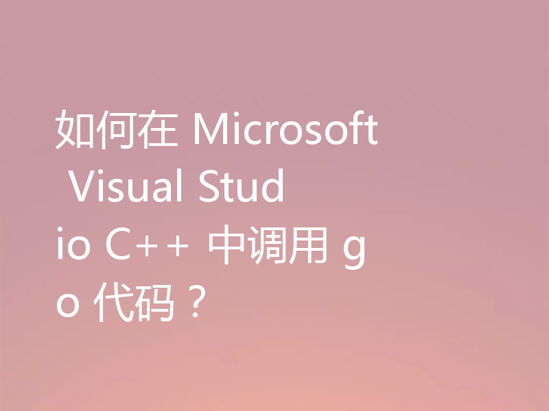 如何在 Microsoft Visual Studio C++ 中调用 go 代码?