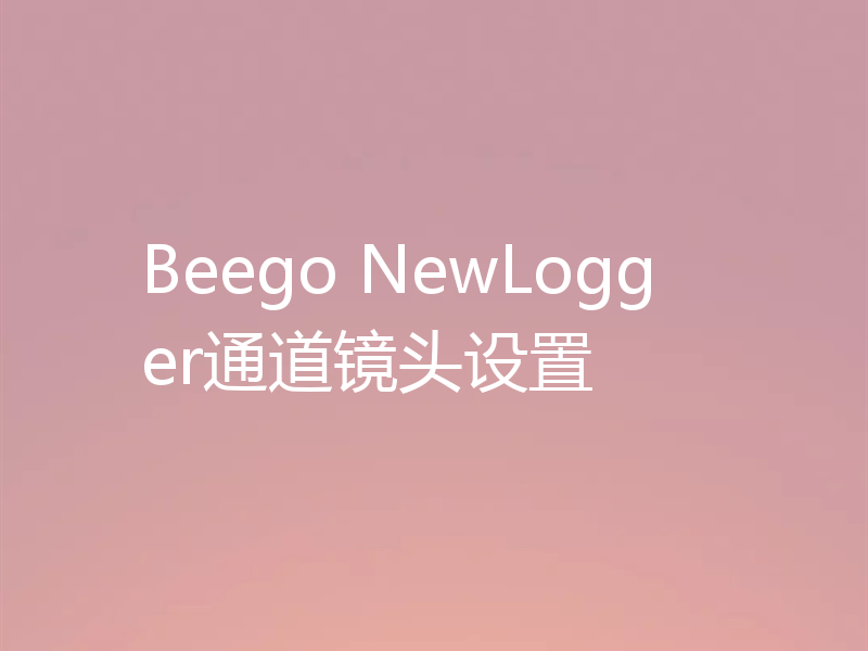 Beego NewLogger通道镜头设置