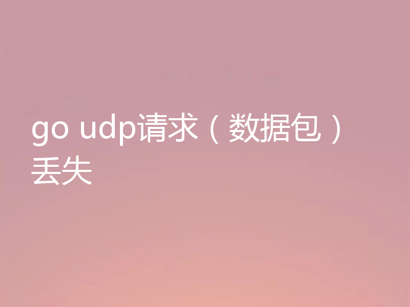 go udp请求(数据包)丢失