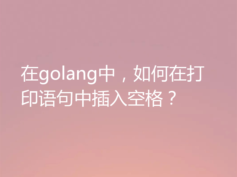 在golang中,如何在打印语句中插入空格?