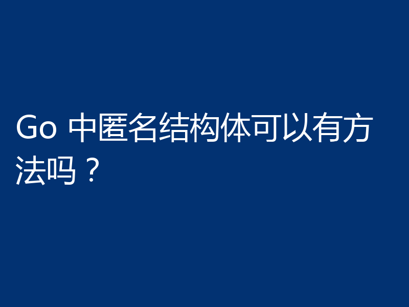 Go 中匿名结构体可以有方法吗?
