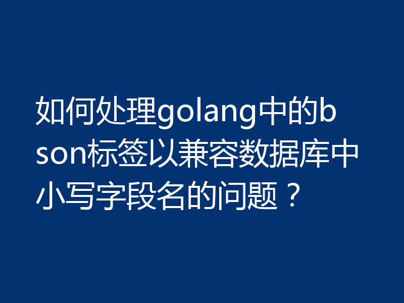 如何处理golang中的bson标签以兼容数据库中小写字段名的问题?