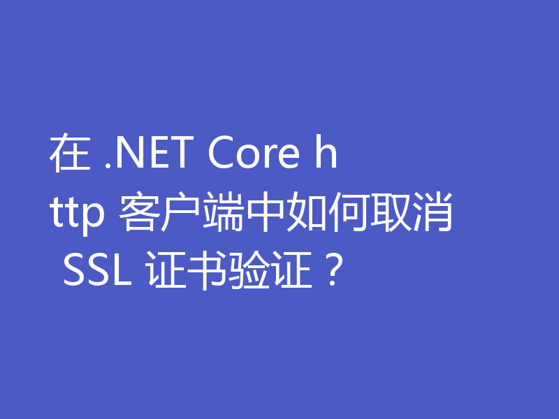 在 .NET Core http 客户端中如何取消 SSL 证书验证?