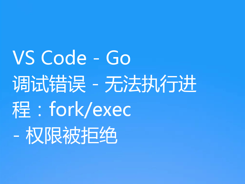 VS Code - Go 调试错误 - 无法执行进程:fork/exec - 权限被拒绝