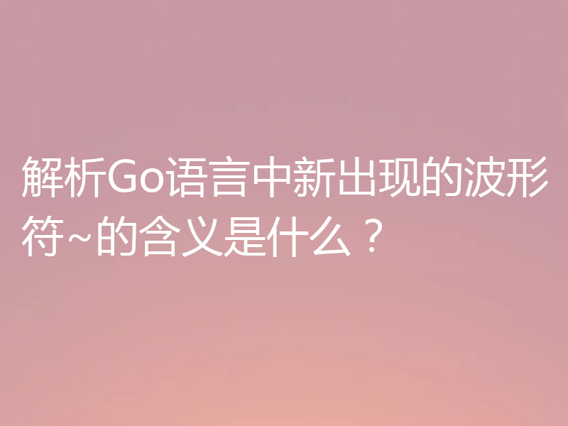 解析Go语言中新出现的波形符~的含义是什么?