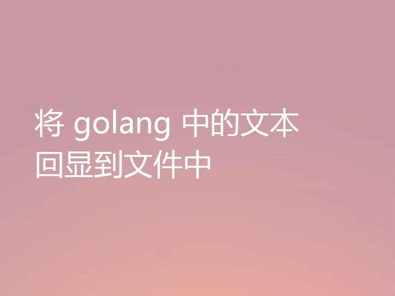 将 golang 中的文本回显到文件中