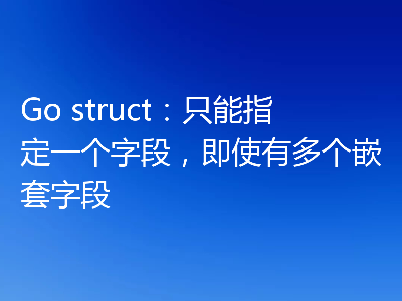 Go struct:只能指定一个字段,即使有多个嵌套字段