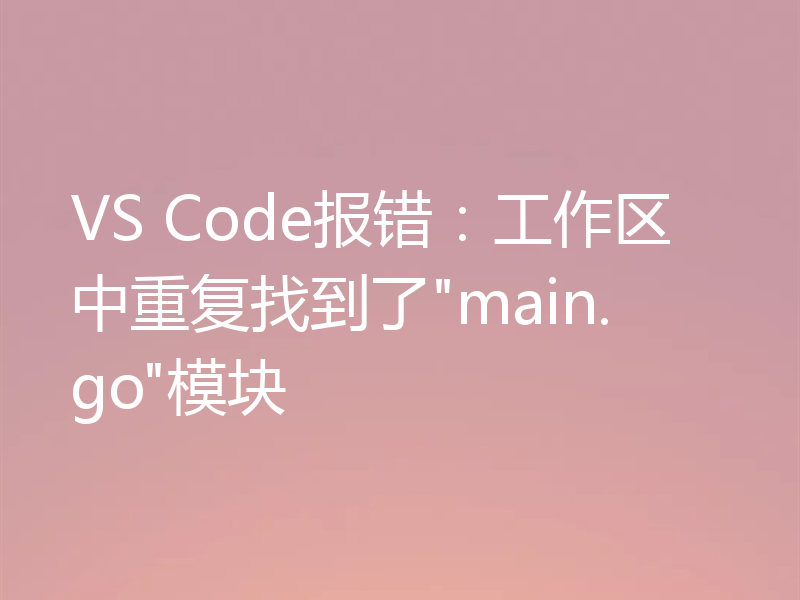 VS Code报错:工作区中重复找到了