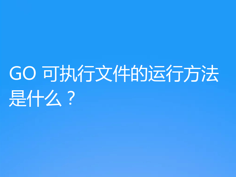 GO 可执行文件的运行方法是什么?