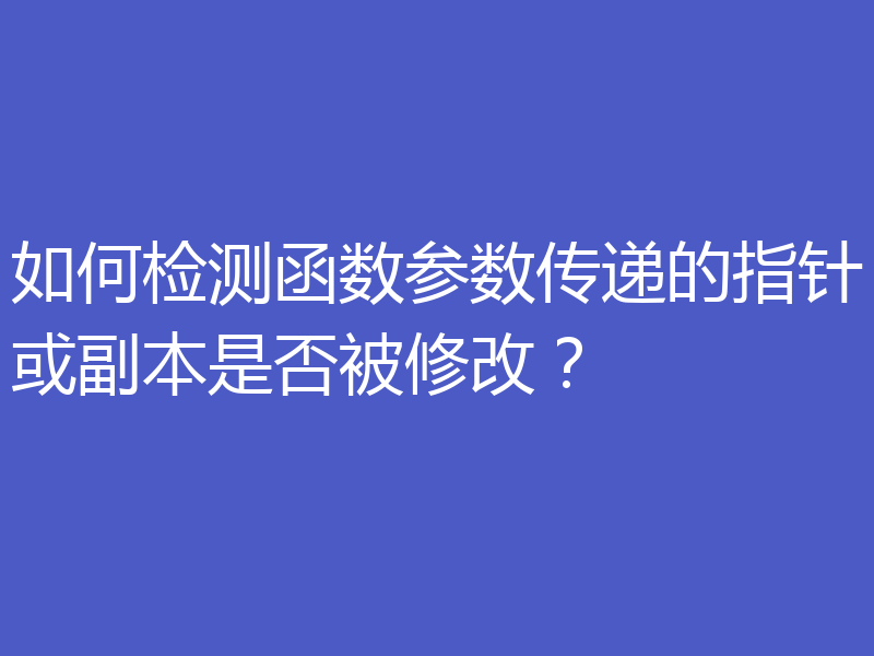如何检测函数参数传递的指针或副本是否被修改?