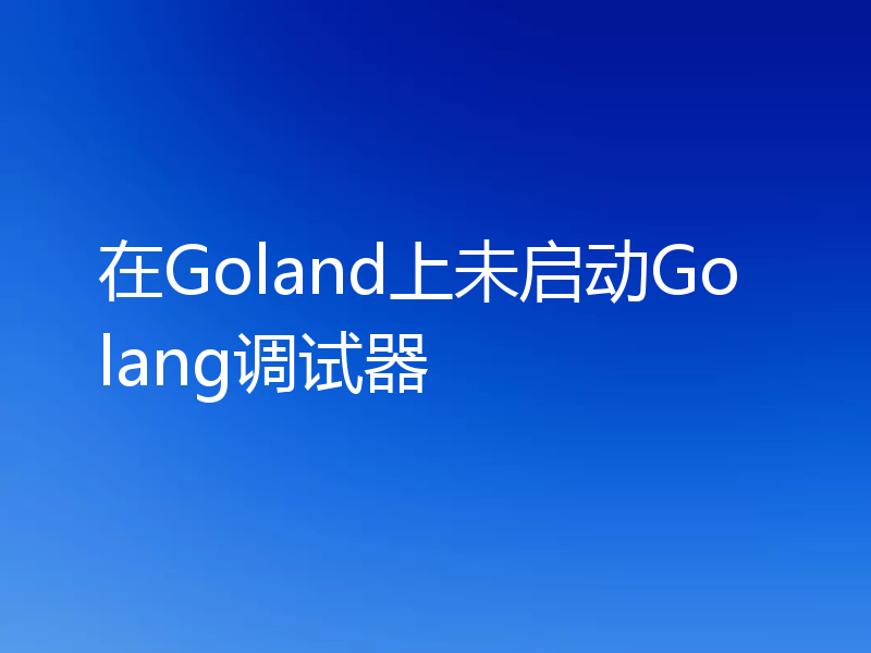 在Goland上未启动Golang调试器