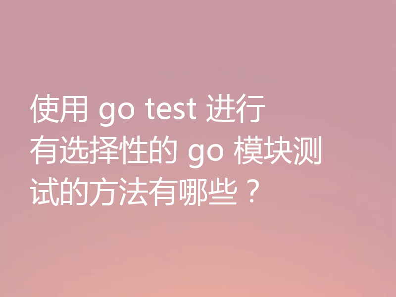 使用 go test 进行有选择性的 go 模块测试的方法有哪些?