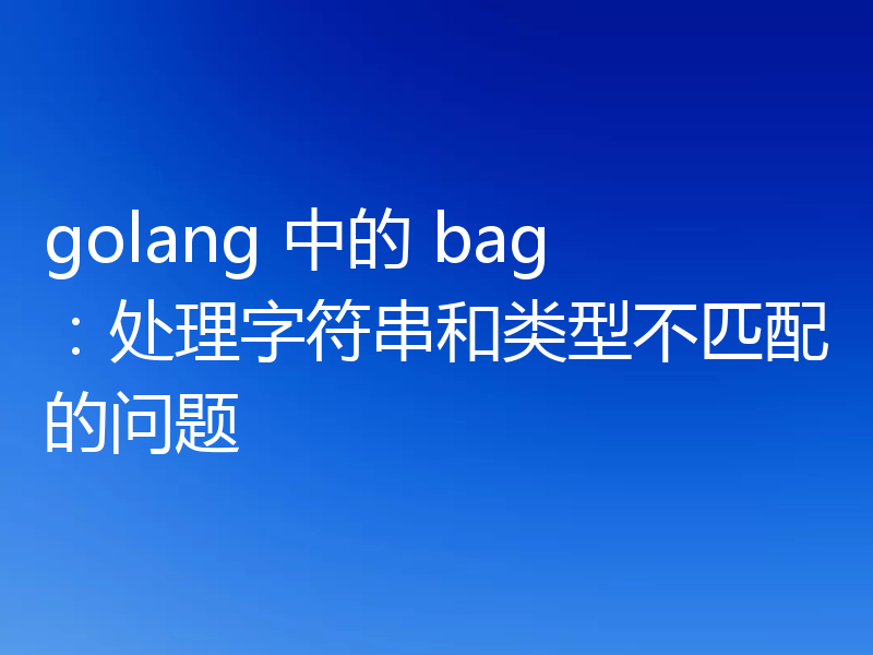 golang 中的 bag:处理字符串和类型不匹配的问题