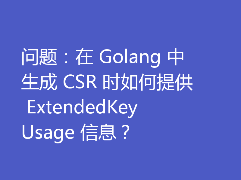 问题:在 Golang 中生成 CSR 时如何提供 ExtendedKeyUsage 信息?