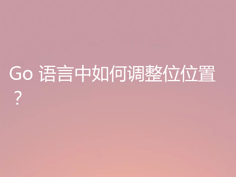Go 语言中如何调整位位置?