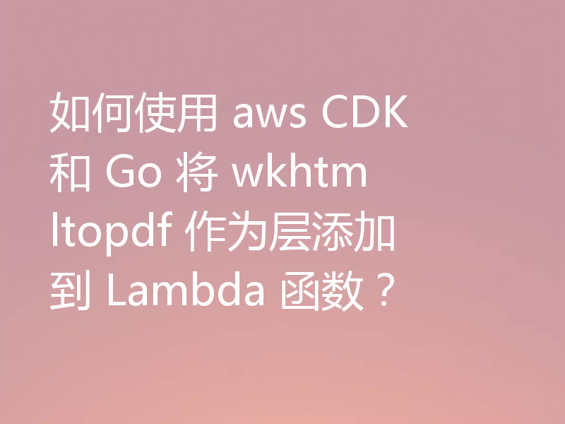 如何使用 aws CDK 和 Go 将 wkhtmltopdf 作为层添加到 Lambda 函数?
