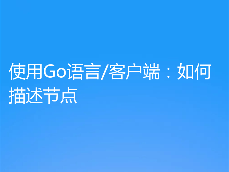 使用Go语言/客户端:如何描述节点