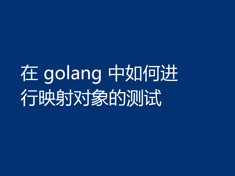 在 golang 中如何进行映射对象的测试