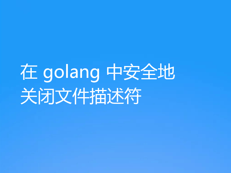 在 golang 中安全地关闭文件描述符
