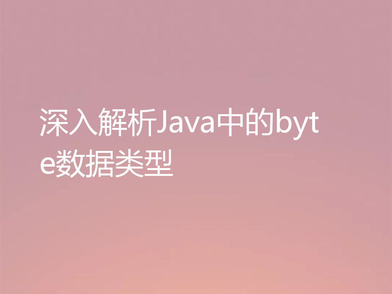 深入解析Java中的byte数据类型