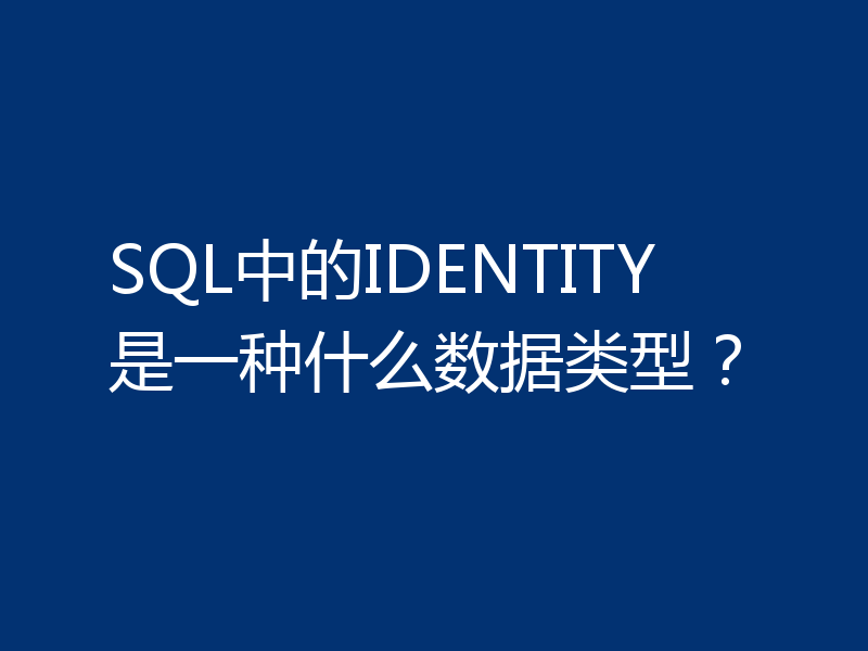 SQL中的IDENTITY是一种什么数据类型?