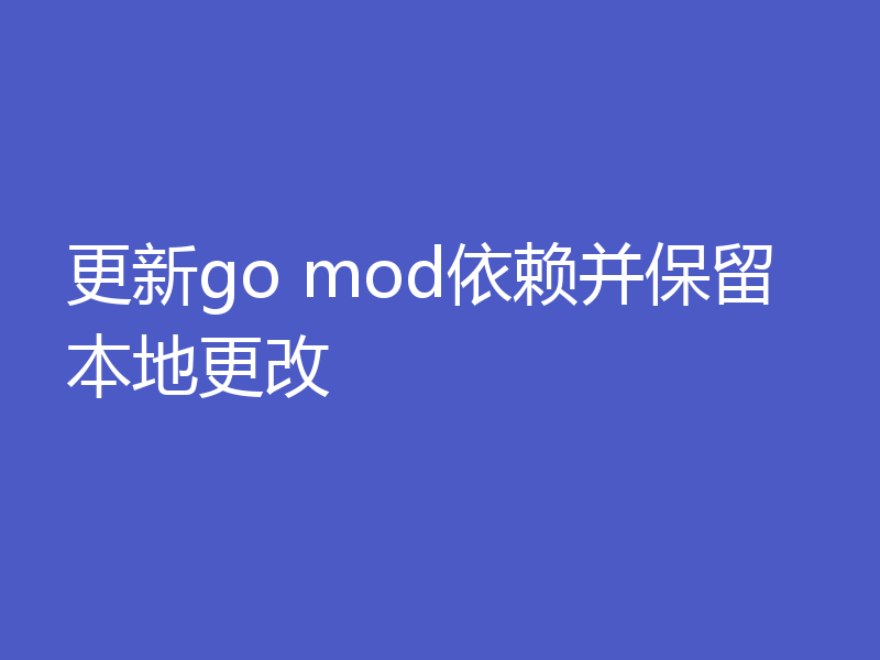更新go mod依赖并保留本地更改