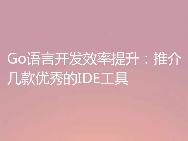 Go语言开发效率提升:推介几款优秀的IDE工具