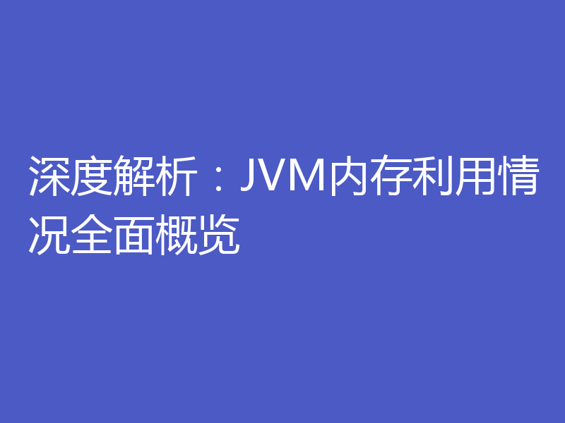 深度解析:JVM内存利用情况全面概览